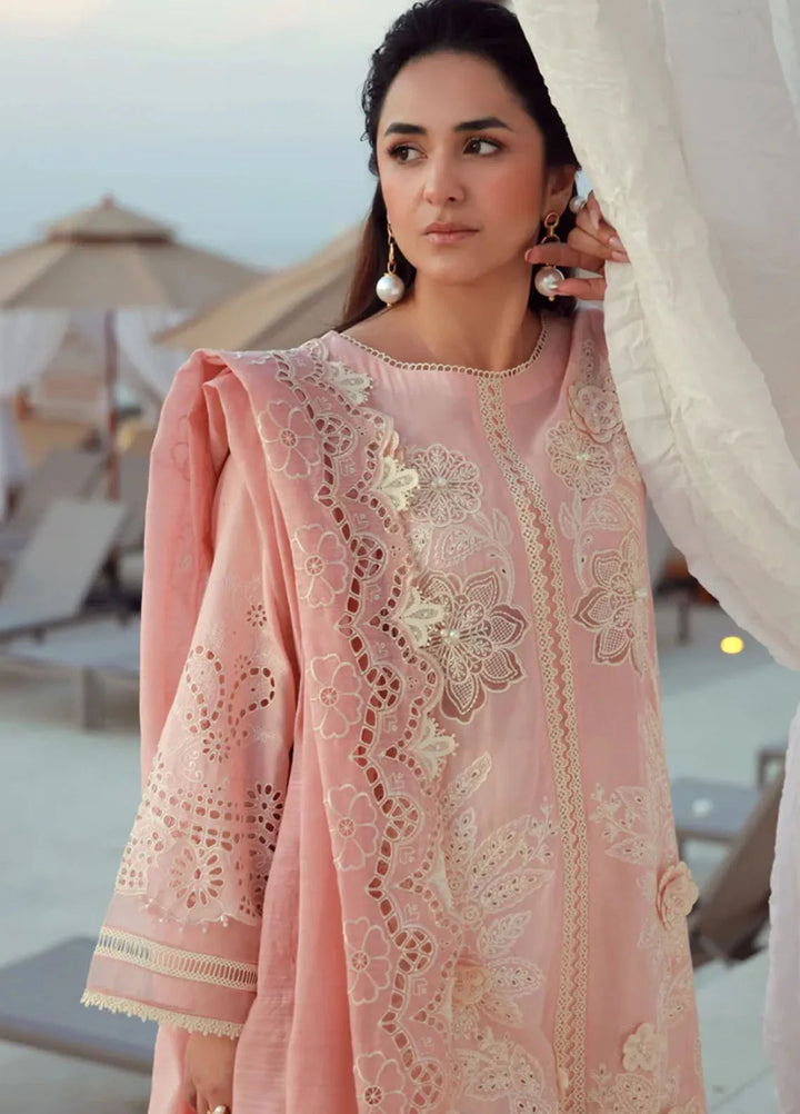 Gulmina Embroidered Lawn Suit Unstitched 3 Piece GLM25US Pink Lilly - Summer Collection