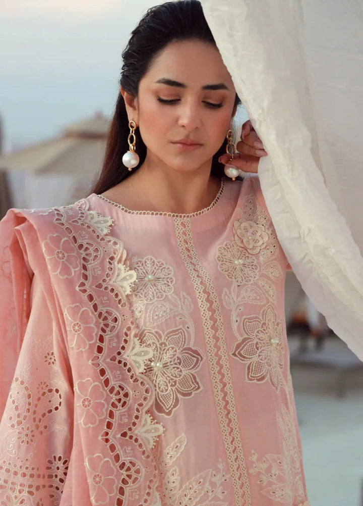Minor Defect - Gulmina Embroidered Lawn Suit Unstitched 3 Piece GLM25US Pink Lilly - Summer Collection