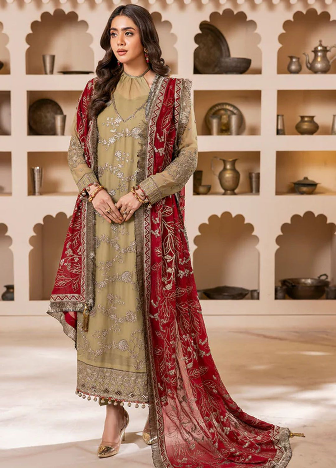 Gulmira By House Of Nawab Embroidered Chiffon Suits Unstitched 3 Piece HON24G4 D-04 Zeba - Luxury Collection