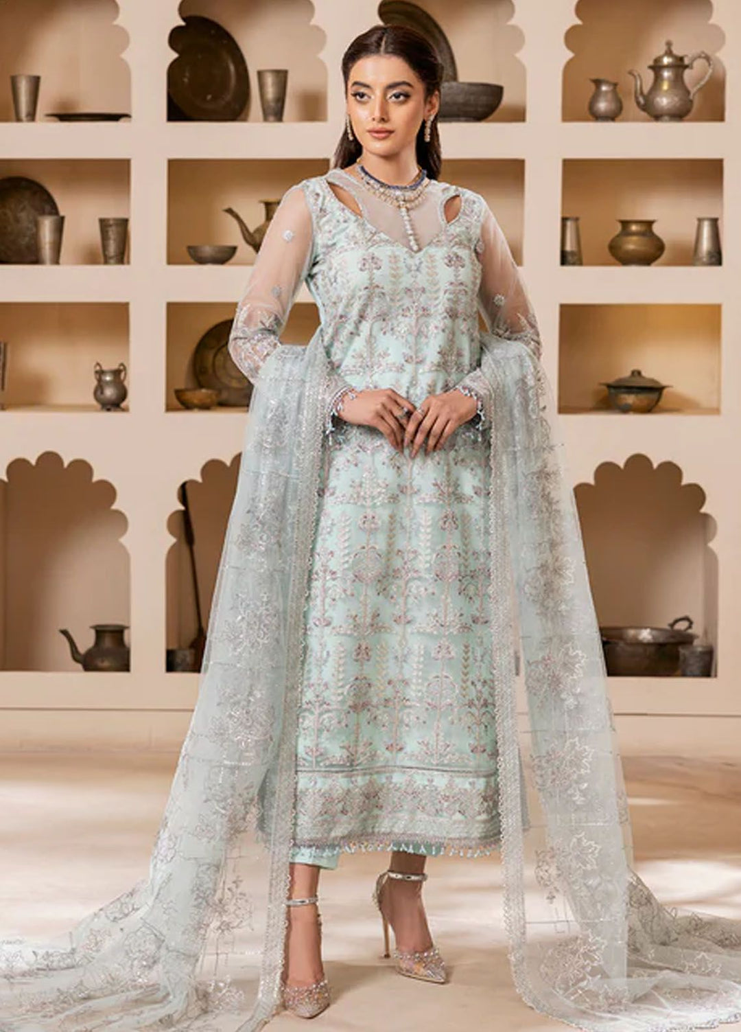Gulmira By House Of Nawab Embroidered Net Suits Unstitched 3 Piece HON24G4 D-03 Tabsira - Luxury Collection