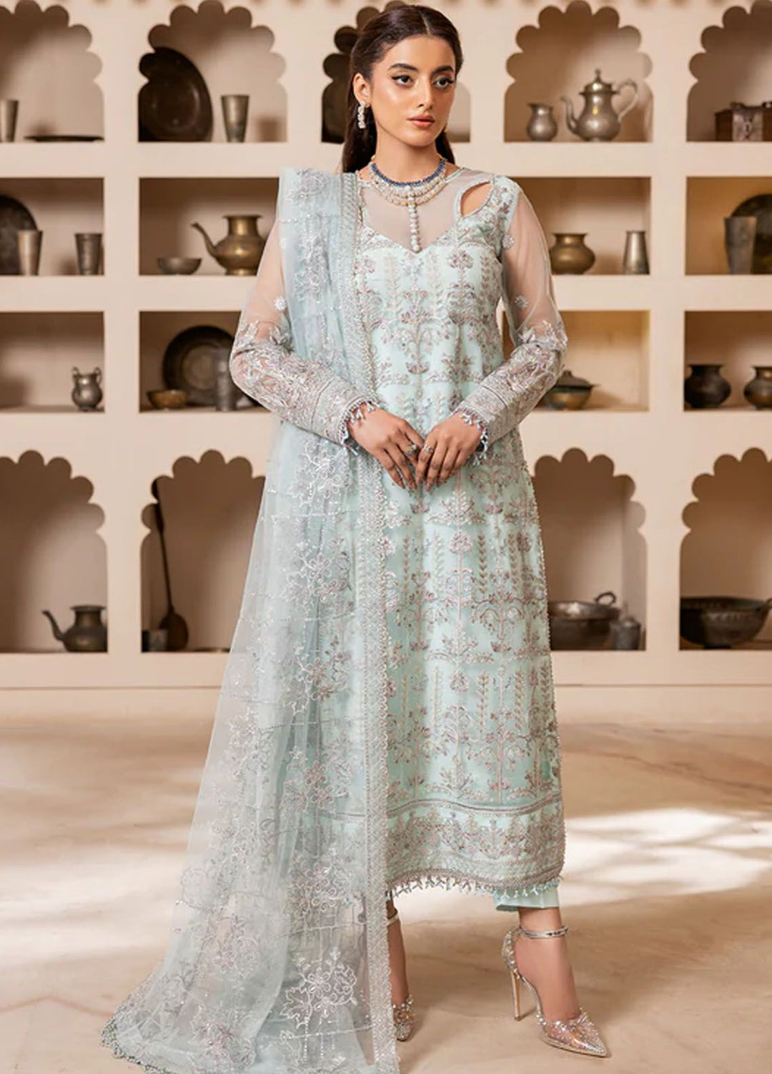 Gulmira By House Of Nawab Embroidered Net Suits Unstitched 3 Piece HON24G4 D-03 Tabsira - Luxury Collection