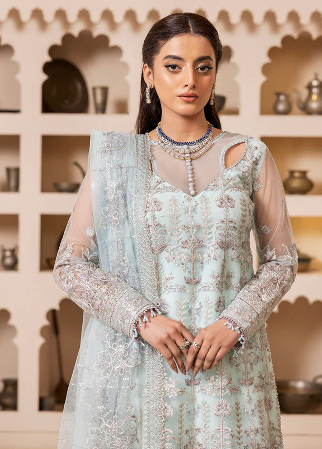 Gulmira By House Of Nawab Embroidered Net Suits Unstitched 3 Piece HON24G4 D-03 Tabsira - Luxury Collection