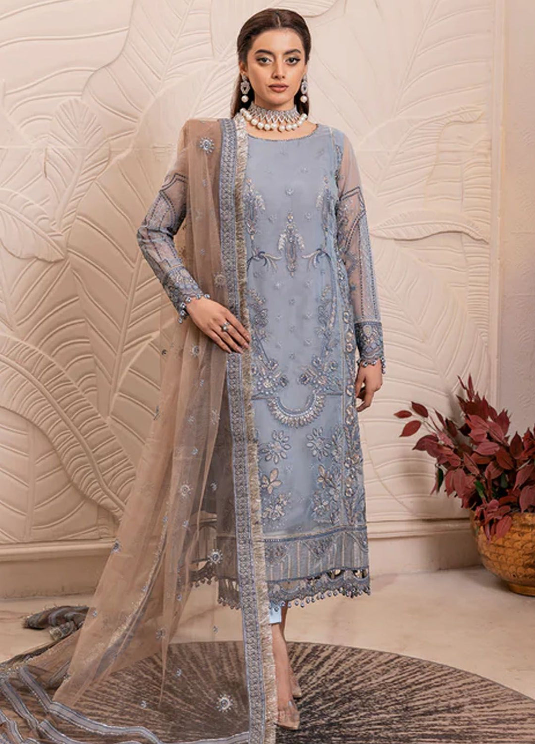 Gulmira By House Of Nawab Embroidered Organza Suits Unstitched 3 Piece HON24G4 D-06 Zakiya - Luxury Collection