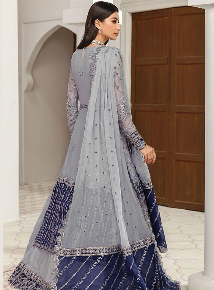 Gulmira By House of Nawab Embroidered Chiffon Suits Unstitched 3 Piece HON22-G2 01 Falesia - Luxury Collection