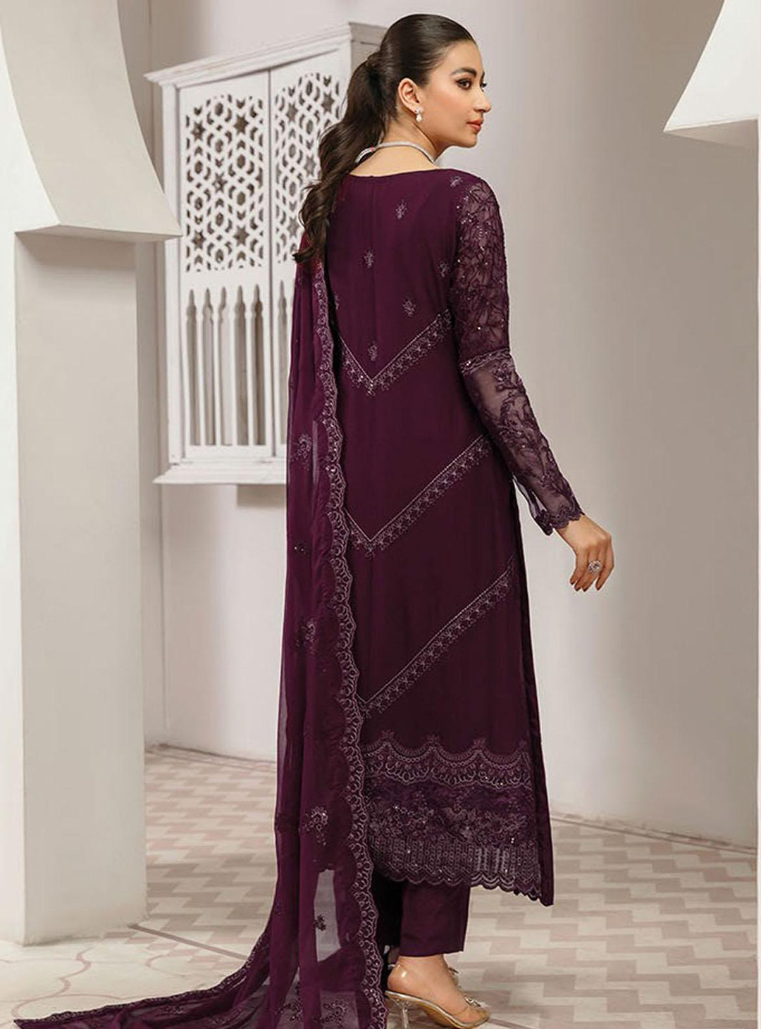 Gulmira By House of Nawab Embroidered Chiffon Suits Unstitched 3 Piece HON22-G2 03 Zrah - Luxury Collection