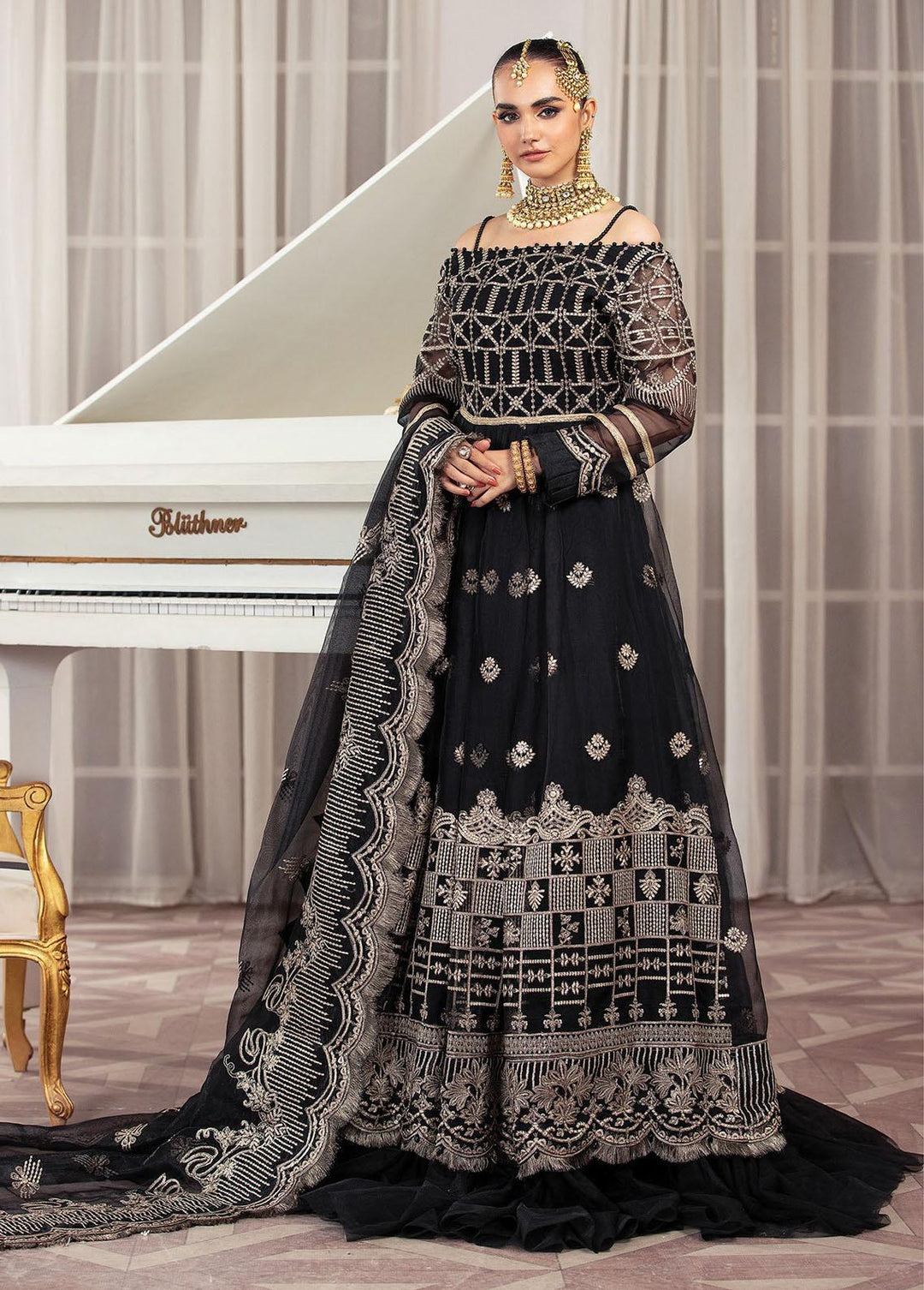 Gulmira By House of Nawab Embroidered Organza Suits Unstitched 3 Piece HON23G3 D-02 Verve - Luxury Collection