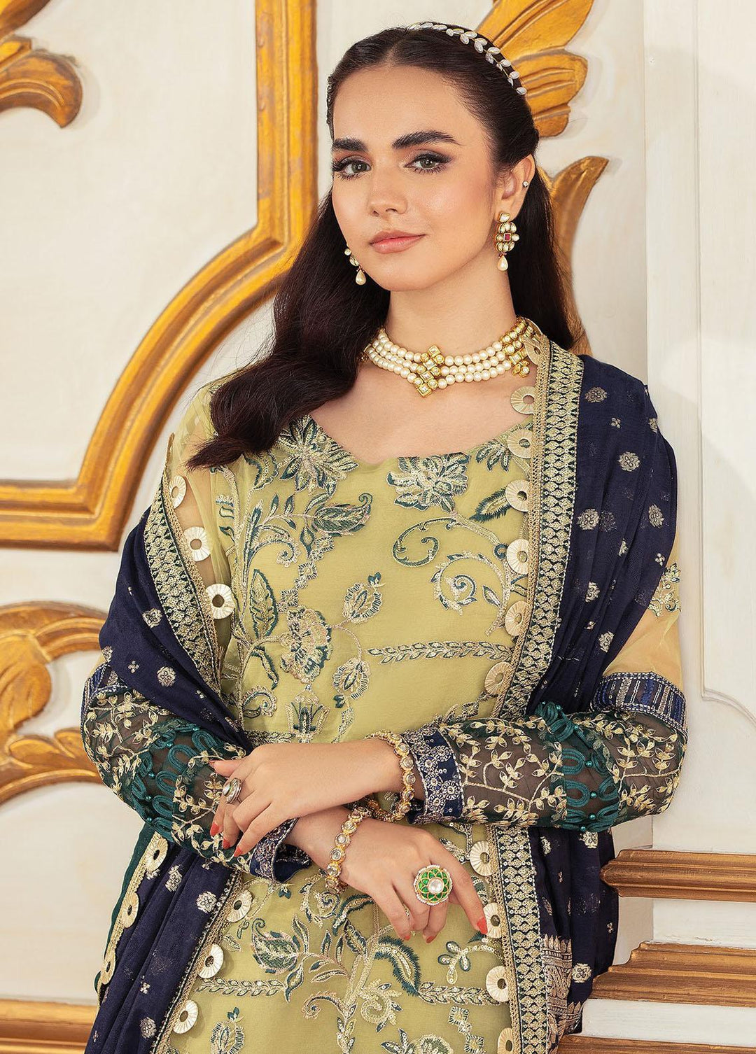 Gulmira By House of Nawab Embroidered Organza Suits Unstitched 3 Piece HON23G3 D-03 Fasana - Luxury Collection