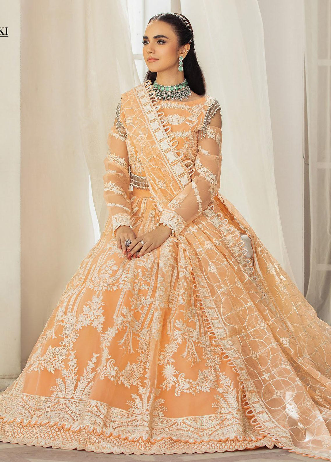 Gulmira By House of Nawab Embroidered Organza Suits Unstitched 3 Piece HON23G3 D-04 Meshki - Luxury Collection