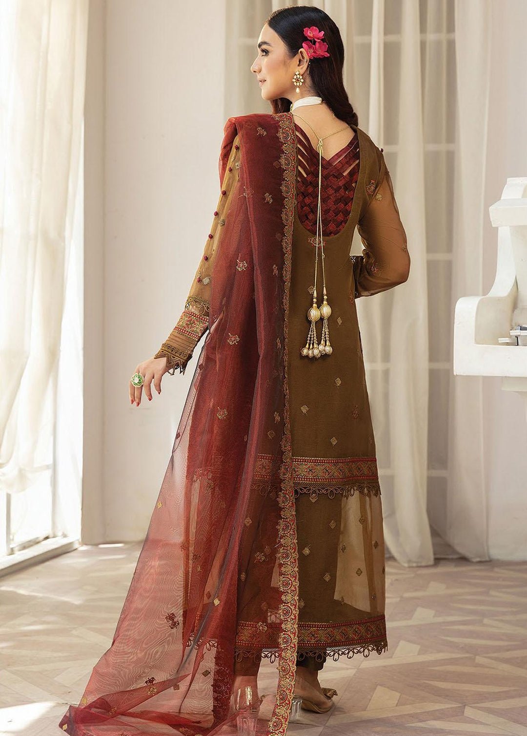 Gulmira By House of Nawab Embroidered Organza Suits Unstitched 3 Piece HON23G3 D-05 Hessa - Luxury Collection