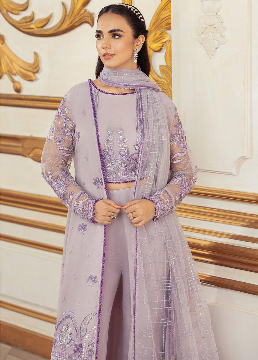 Gulmira By House of Nawab Embroidered Net Suits Unstitched 3 Piece HON23G3 D-06 Tanaz - Luxury Collection