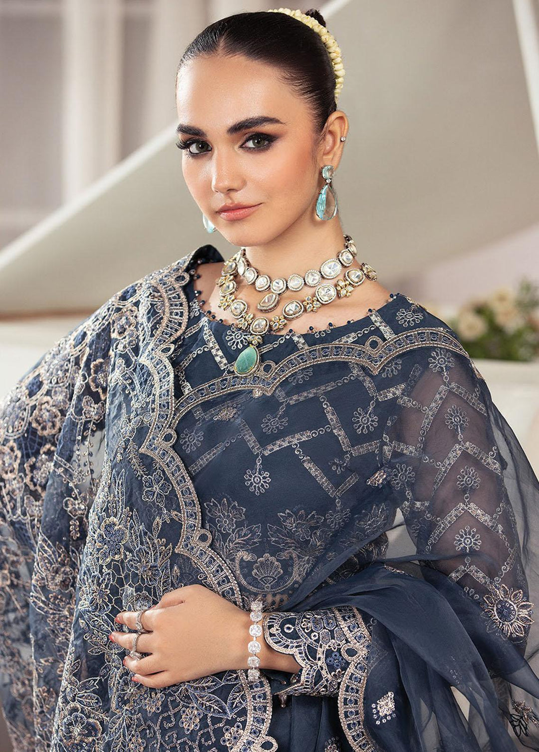 Gulmira By House of Nawab Embroidered Organza Suits Unstitched 3 Piece HON23G3 D-08 Khuaab - Luxury Collection