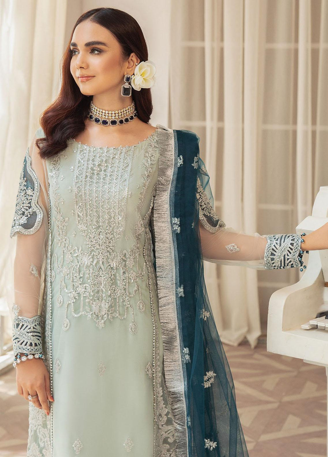 Gulmira By House of Nawab Embroidered Net Suits Unstitched 3 Piece HON23G3 D-09 Anmol - Luxury Collection