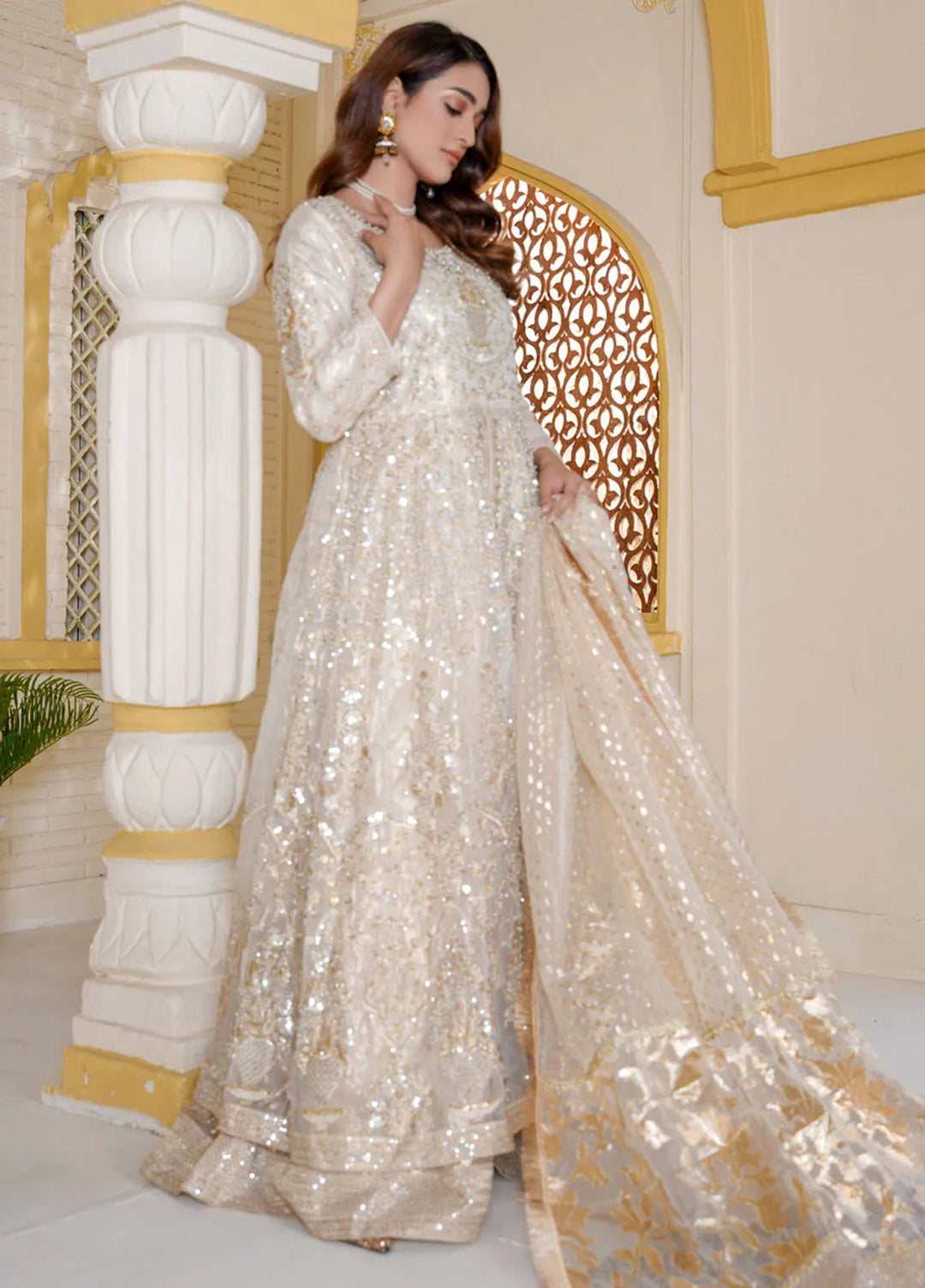 Gulnoor Pret Embroidered Organza 3 Piece Suit Chandan