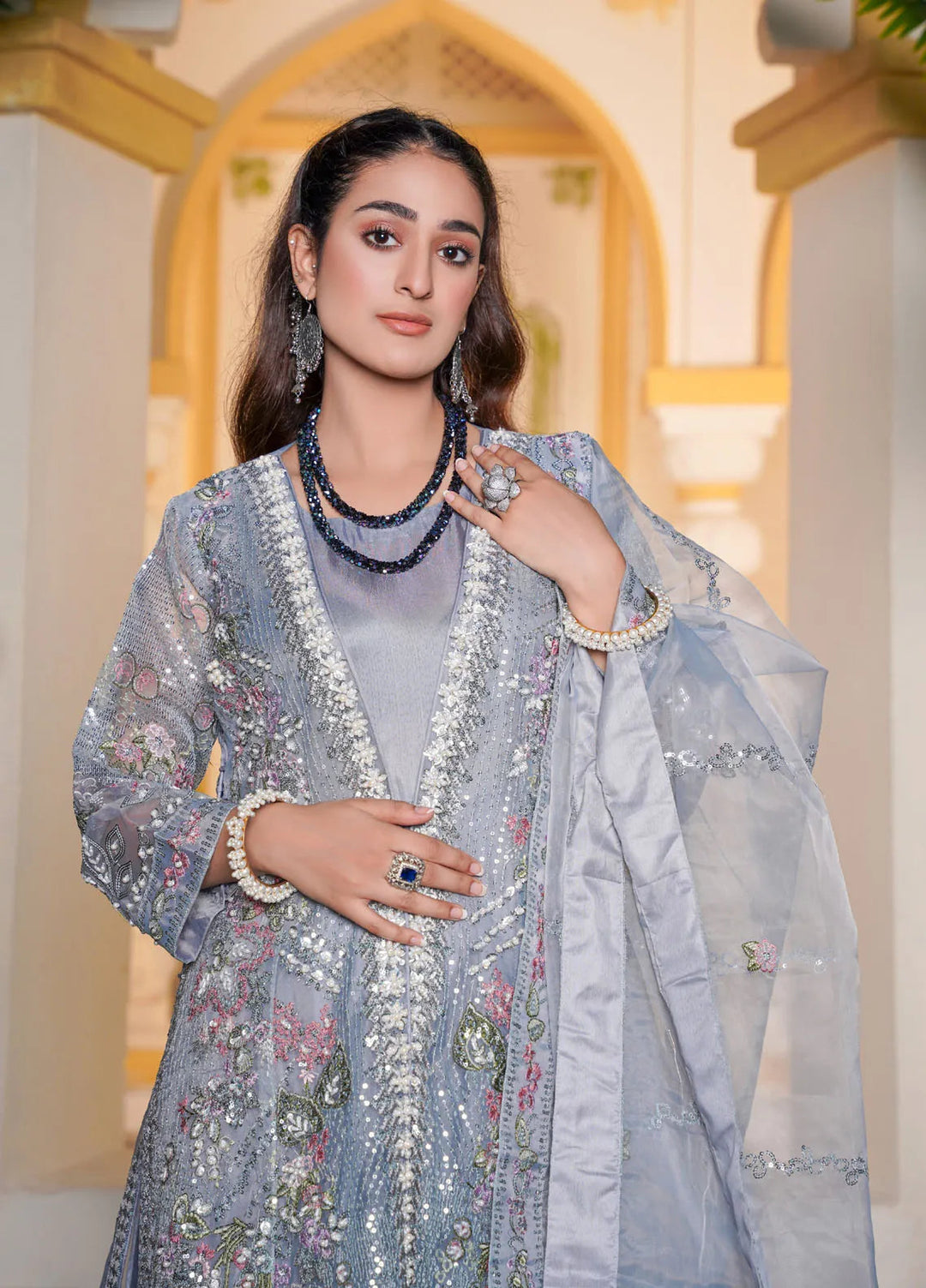 Gulnoor Pret Embroidered Organza 3 Piece Suit Sajni