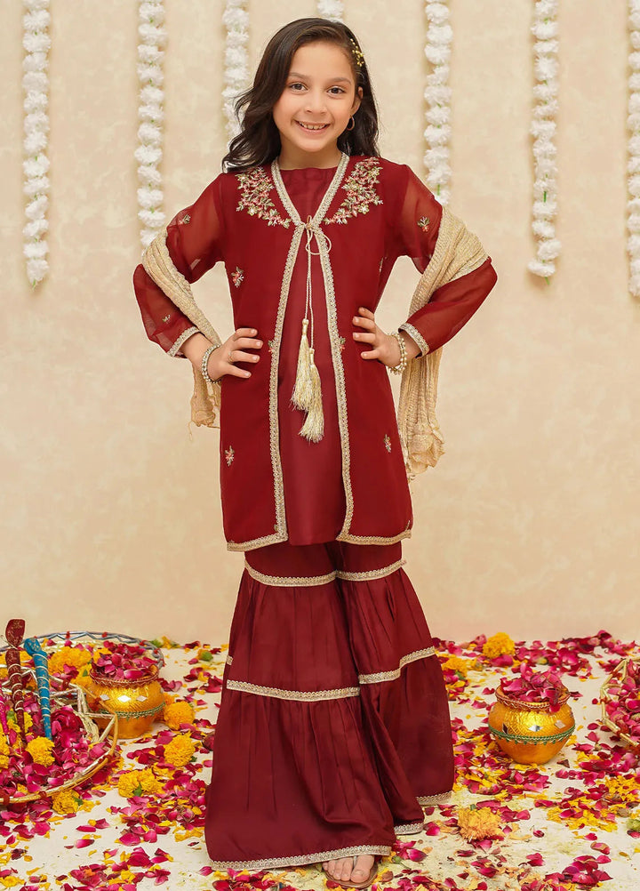 Gulzar by Modest Pret Chiffon 3 Piece Suit 8765 Maroon