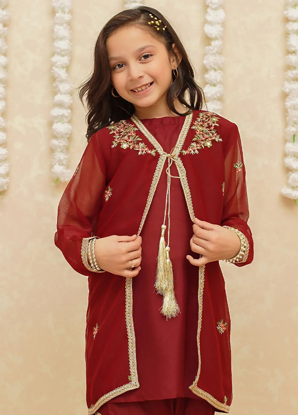 Gulzar by Modest Pret Chiffon 3 Piece Suit 8765 Maroon