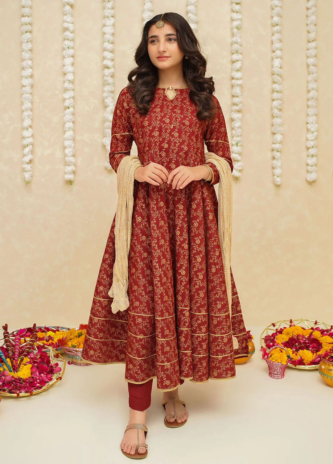 Gulzar by Modest Pret Chiffon 3 Piece Suit 8915 Maroon