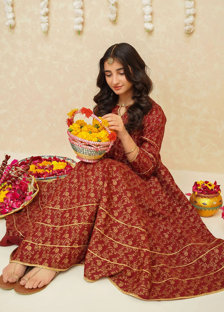 Gulzar by Modest Pret Chiffon 3 Piece Suit 8915 Maroon