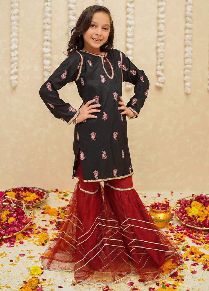 Gulzar by Modest Pret Rawsilk 3 Piece Suit 8885 Black