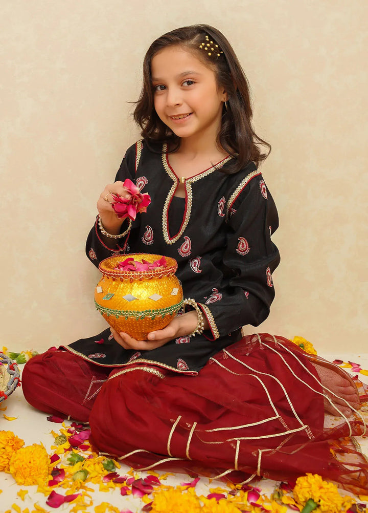 Gulzar by Modest Pret Rawsilk 3 Piece Suit 8885 Black