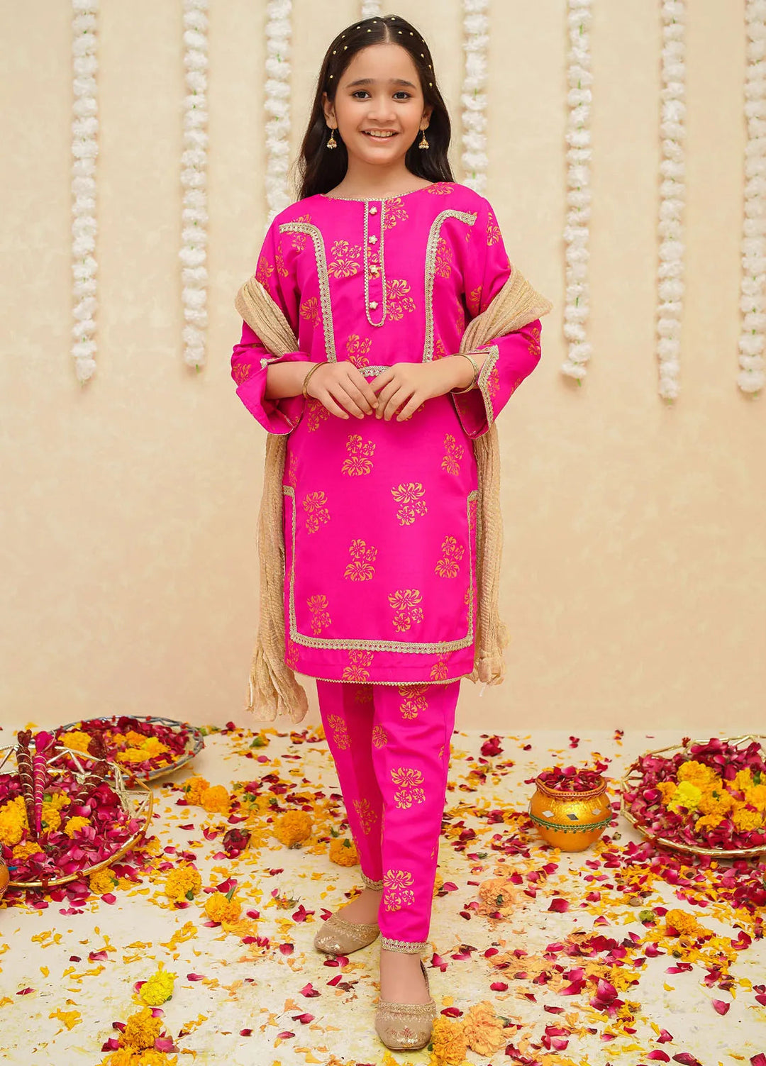 Gulzar by Modest Pret Rawsilk 3 Piece Suit 8935 Pink