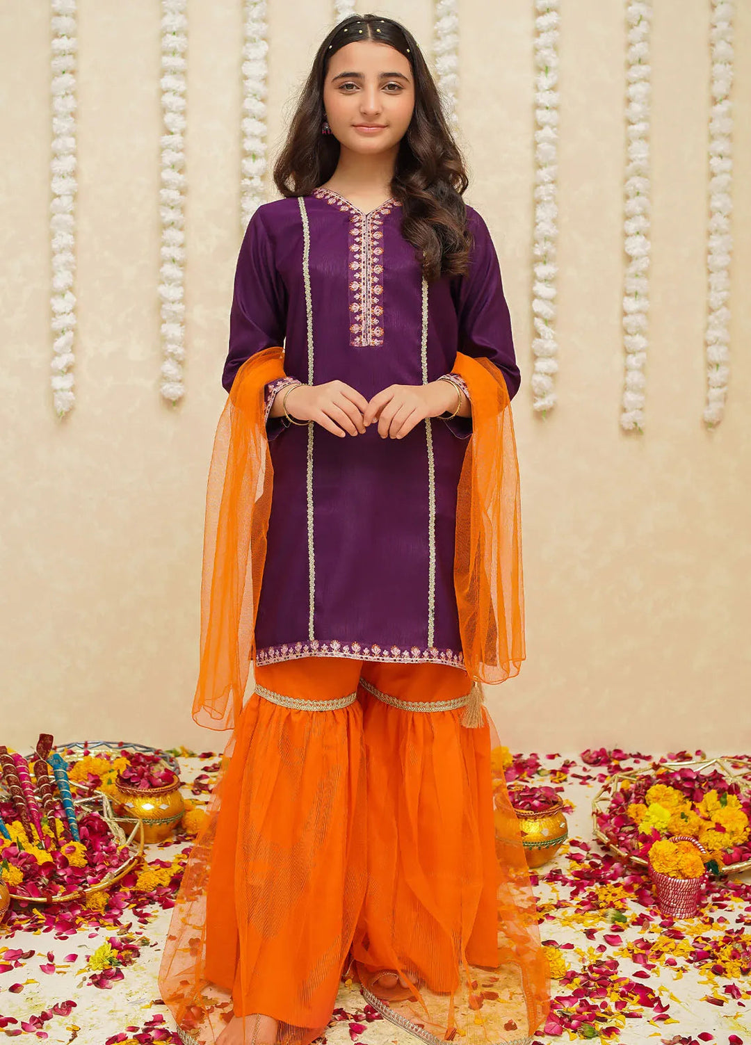 Gulzar by Modest Pret Rawsilk 3 Piece Suit 8965 Purple