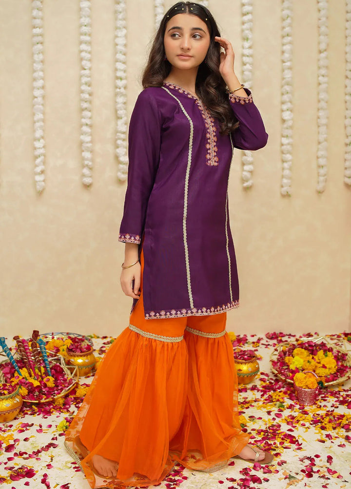 Gulzar by Modest Pret Rawsilk 3 Piece Suit 8965 Purple