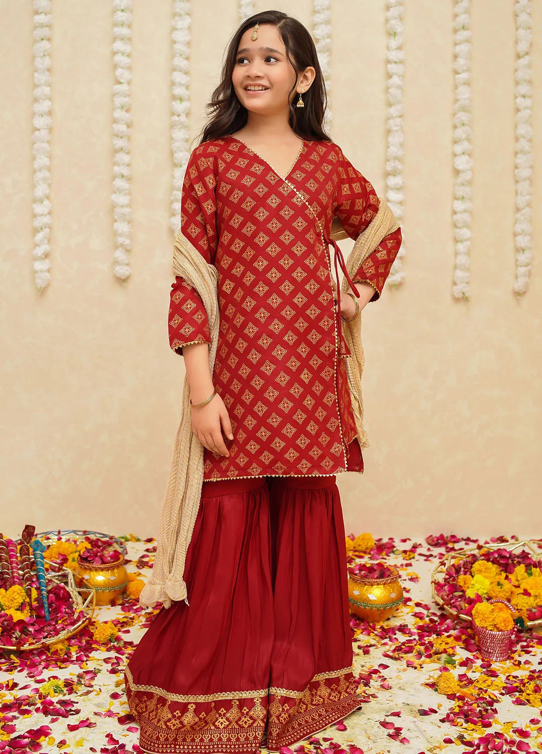 Gulzar by Modest Pret Rawsilk 3 Piece Suit 9005 Maroon