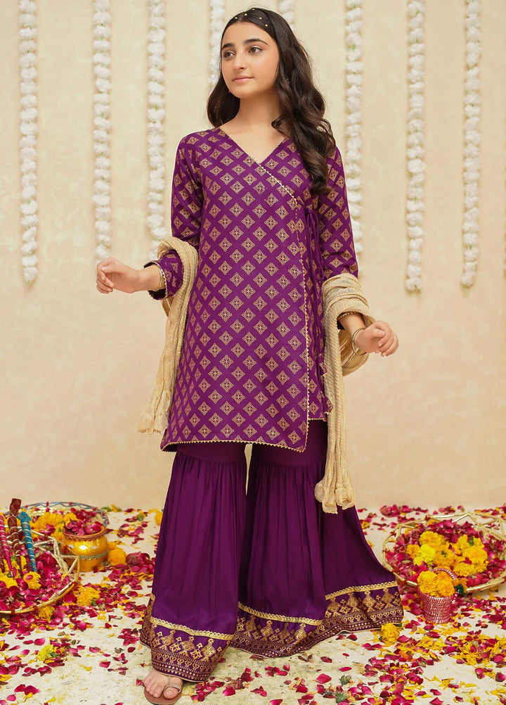 Gulzar by Modest Pret Rawsilk 3 Piece Suit 9005 Purple