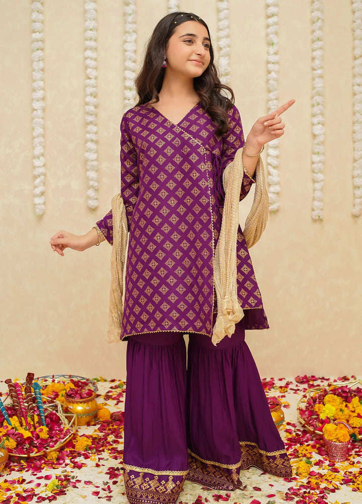 Gulzar by Modest Pret Rawsilk 3 Piece Suit 9005 Purple