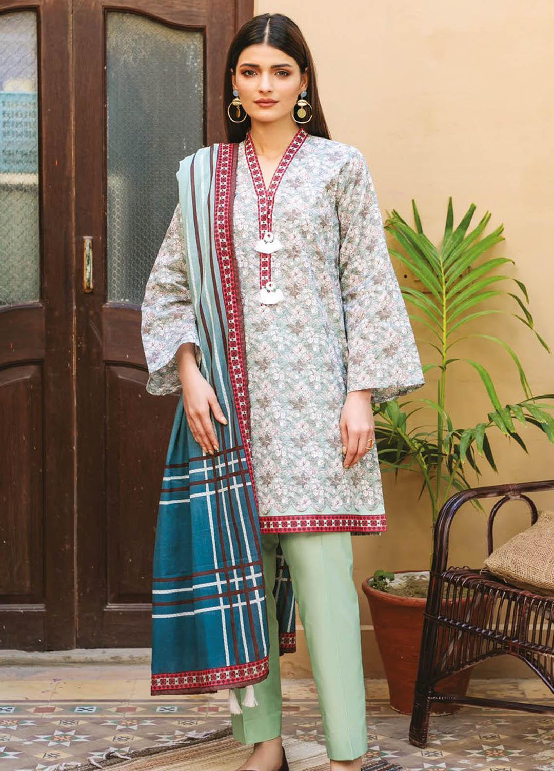 Orient Textile Printed Lawn Suits Unstitched 3 Piece OTL-21-004 Green - Summer Collection