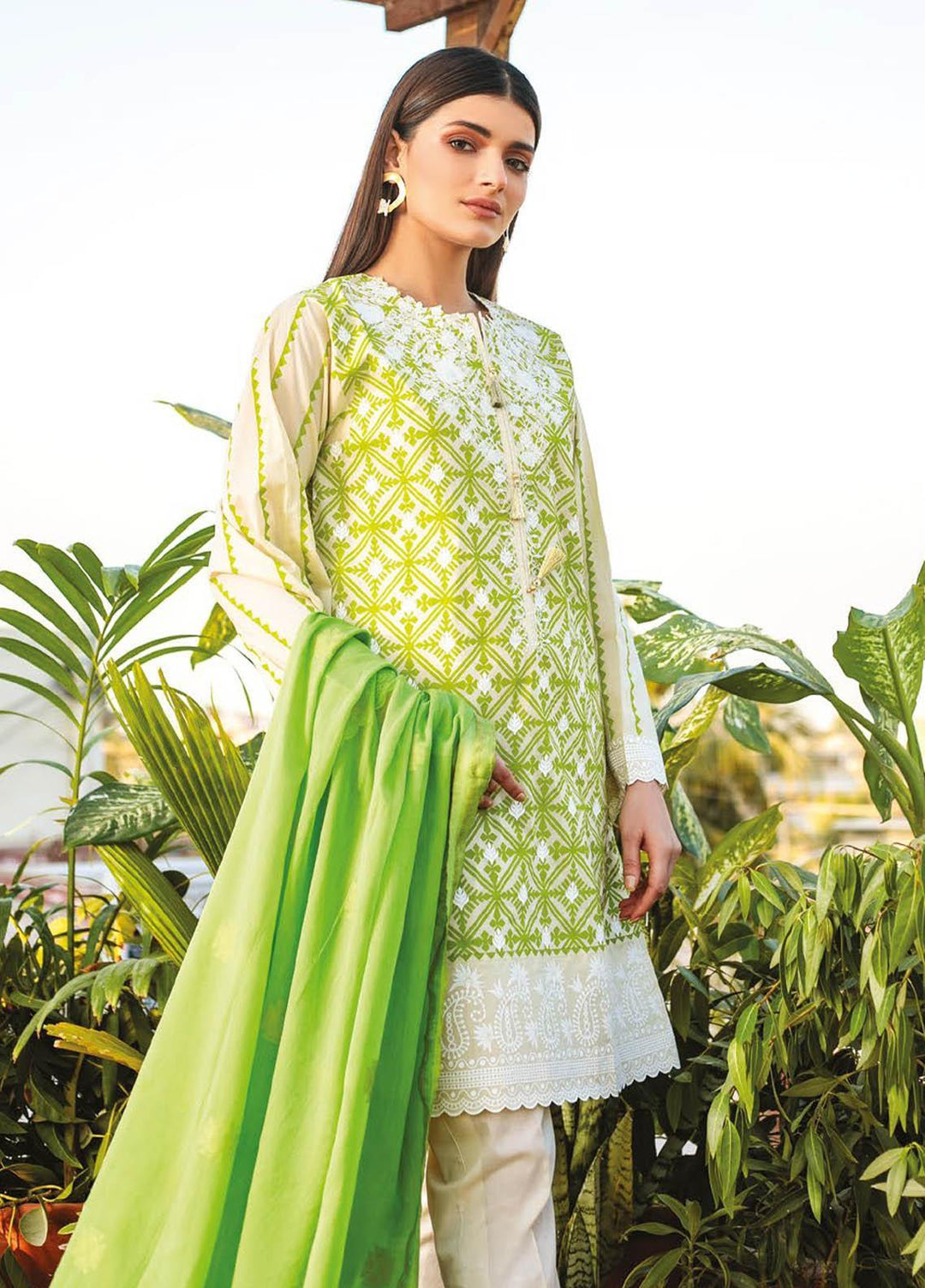Orient Textile Embroidered Lawn Suits Unstitched 3 Piece OTL-21-018 Green - Summer Collection