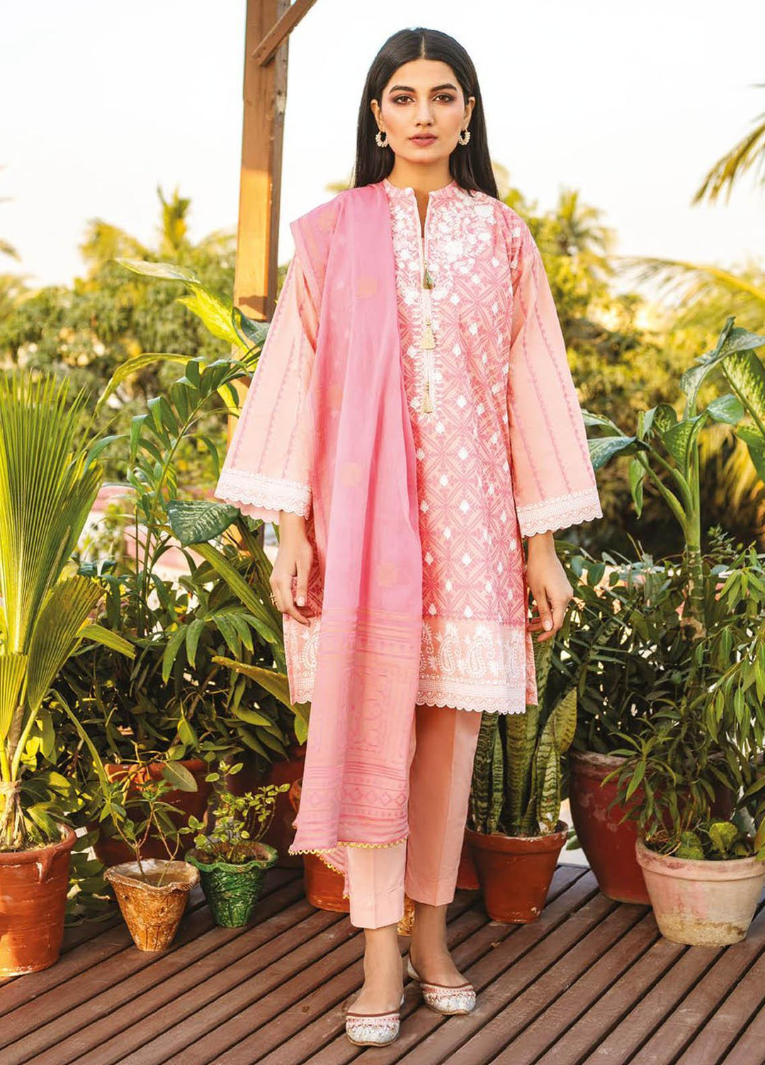 Orient Textile Embroidered Lawn Suits Unstitched 3 Piece OTL-21-018 Pink - Summer Collection
