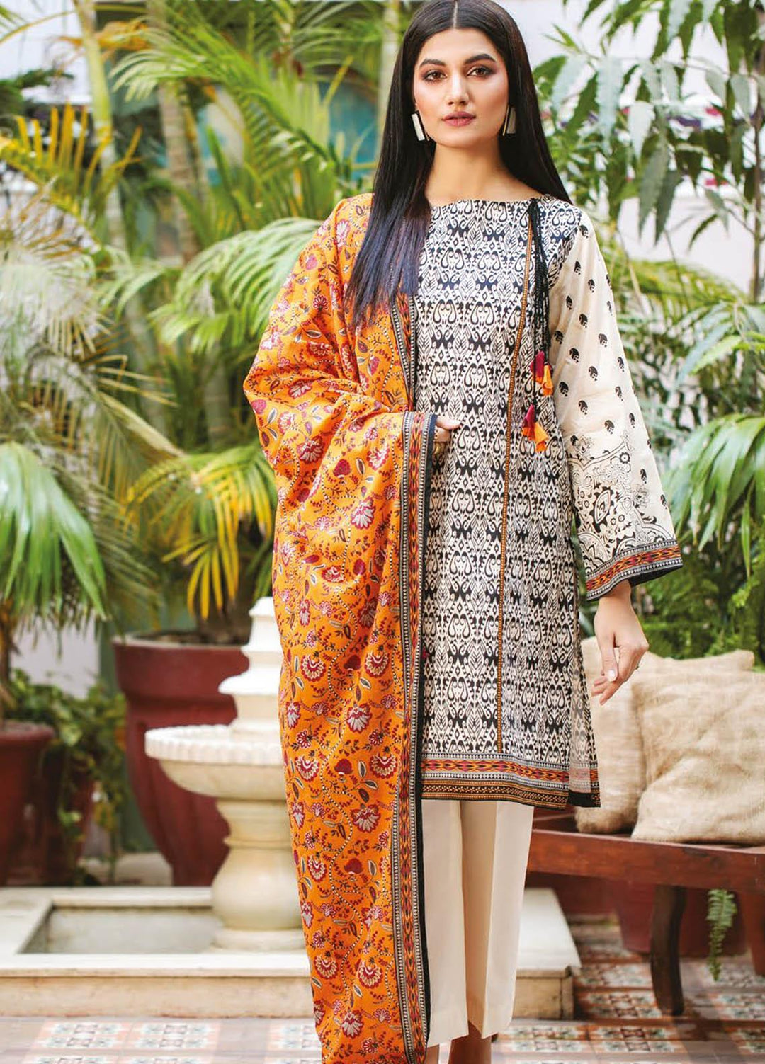 Orient Textile Printed Lawn Suits Unstitched 2 Piece OTL-21-023 Orange - Summer Collection