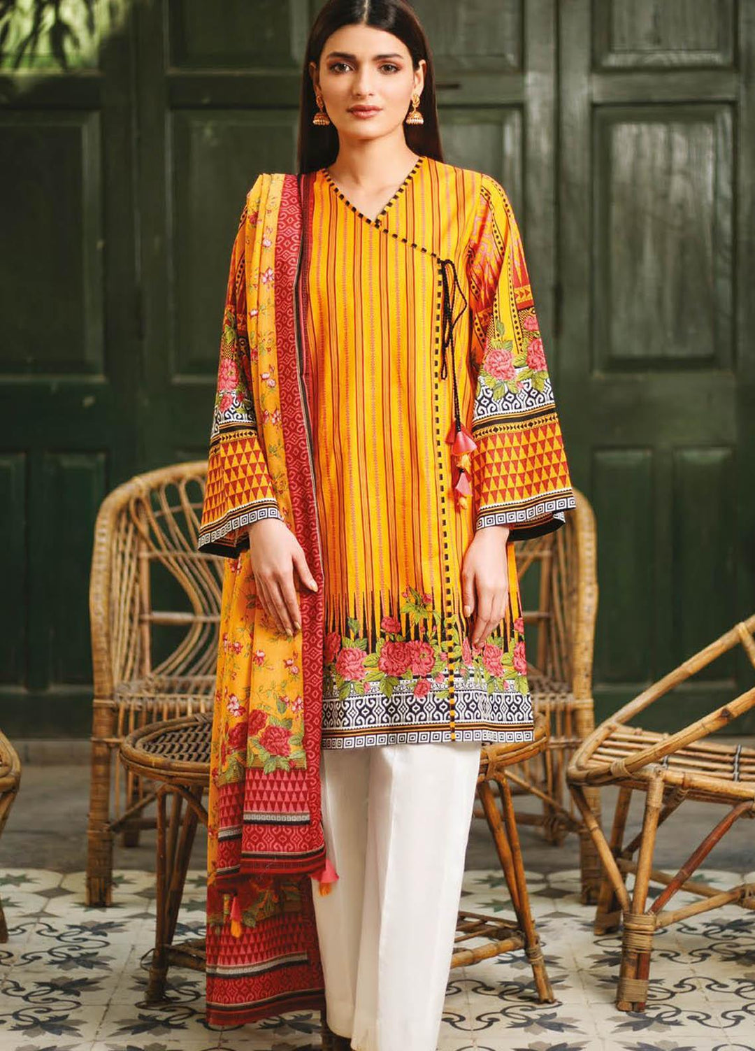 Orient Textile Printed Lawn Suits Unstitched 2 Piece OTL-21-024 Yellow - Summer Collection