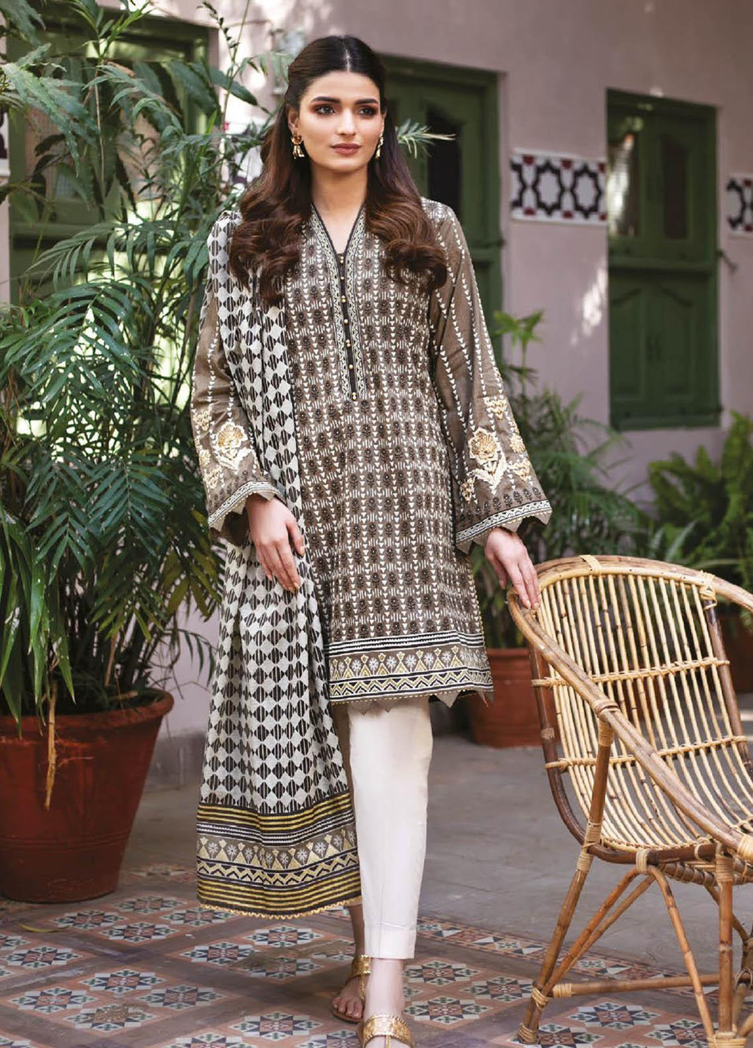 Orient Textile Embroidered Lawn Suits Unstitched 2 Piece OTL-21-028 Green - Summer Collection