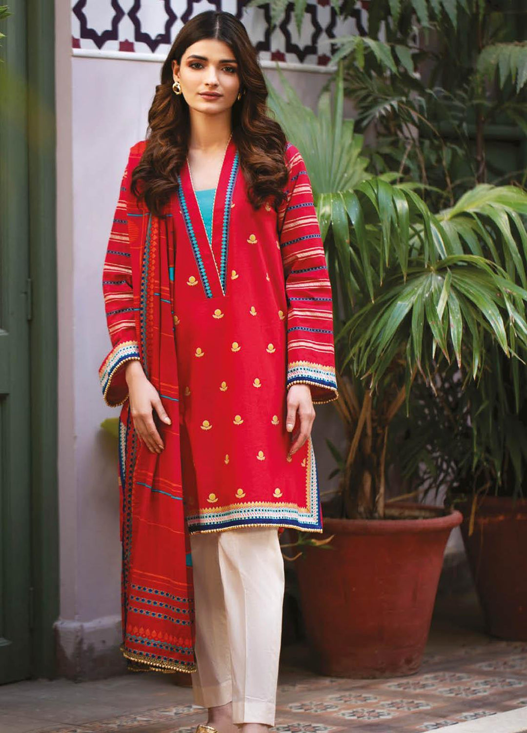 Orient Textile Printed Lawn Suits Unstitched 2 Piece OTL-21-030 Red - Summer Collection