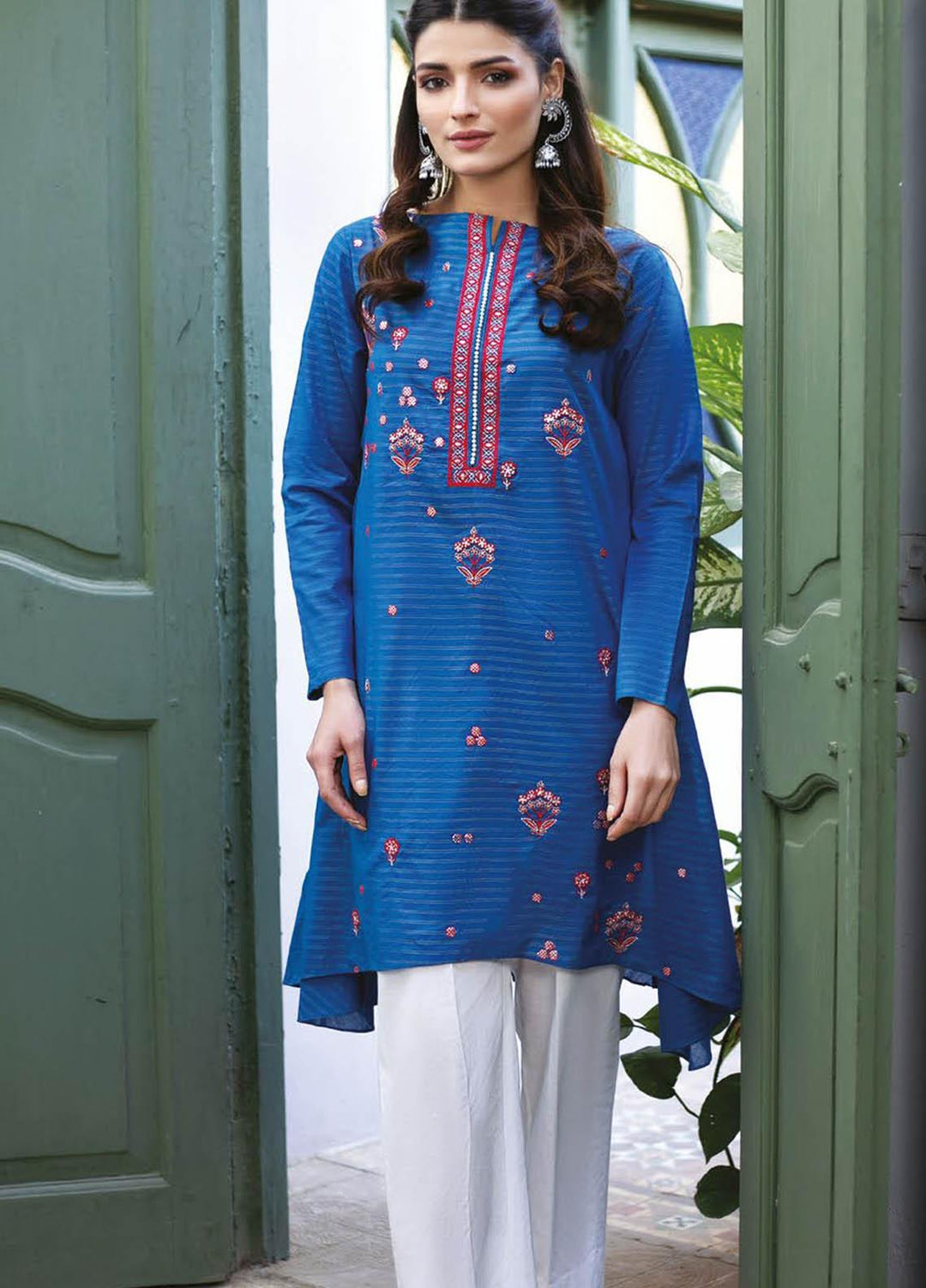 Orient Textile Embroidered Missouri  Unstitched Kurties OTL-21-034 Blue - Summer Collection