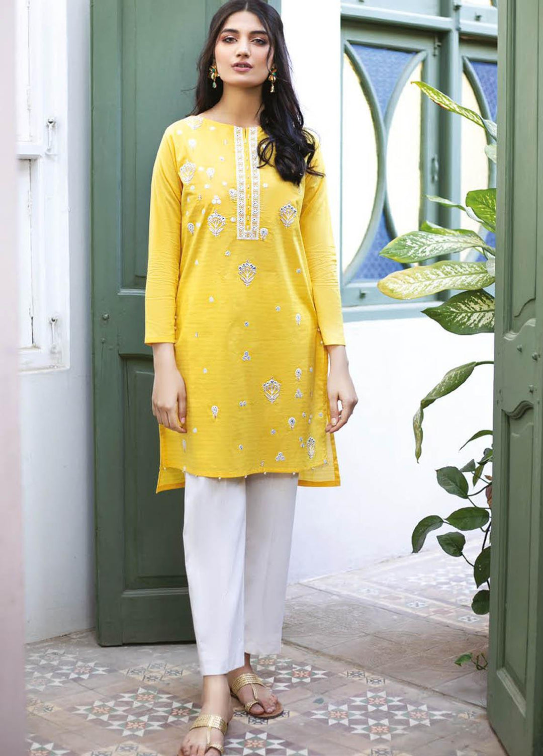 Orient Textile Embroidered Missouri  Unstitched Kurties OTL-21-034 Yellow - Summer Collection