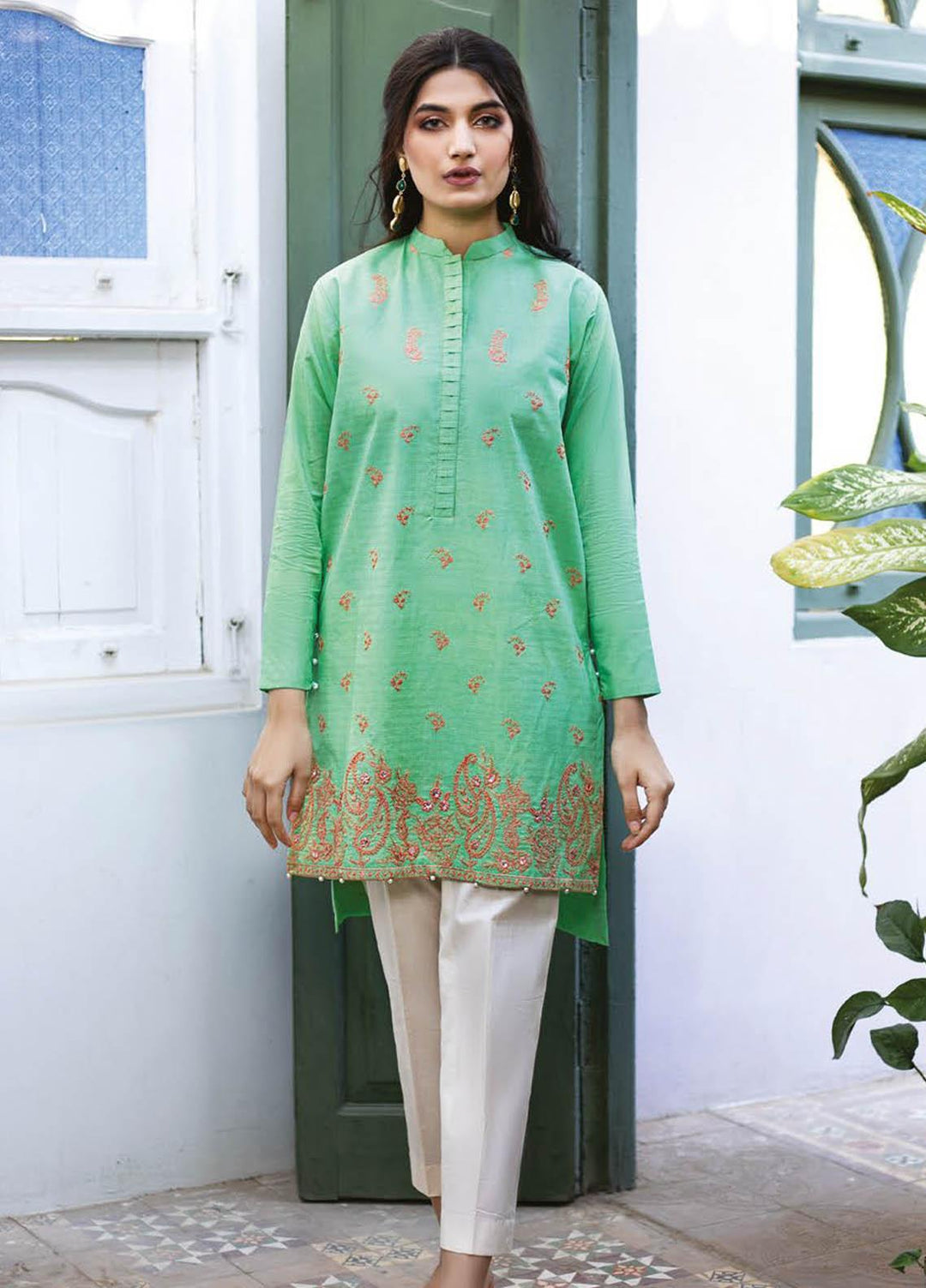Orient Textile Embroidered Missouri  Unstitched Kurties OTL-21-035 Green - Summer Collection