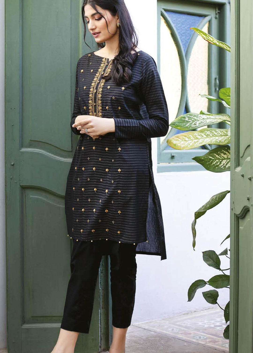 Orient Textile Embroidered Missouri  Unstitched Kurties OTL-21-036 Black - Summer Collection