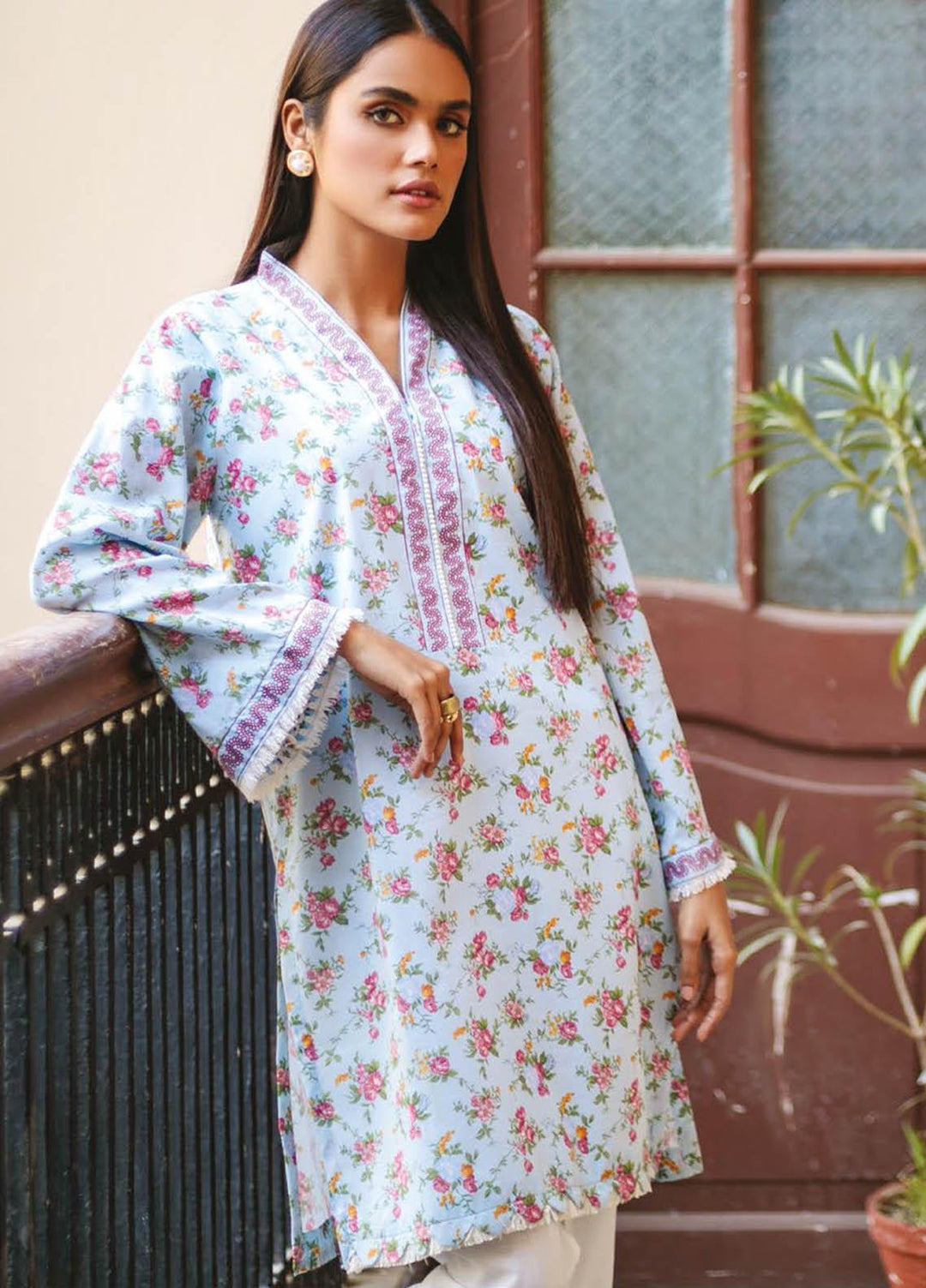 Orient Textile Printed Lawn  Unstitched Kurties OTL-21-039 Blue - Summer Collection