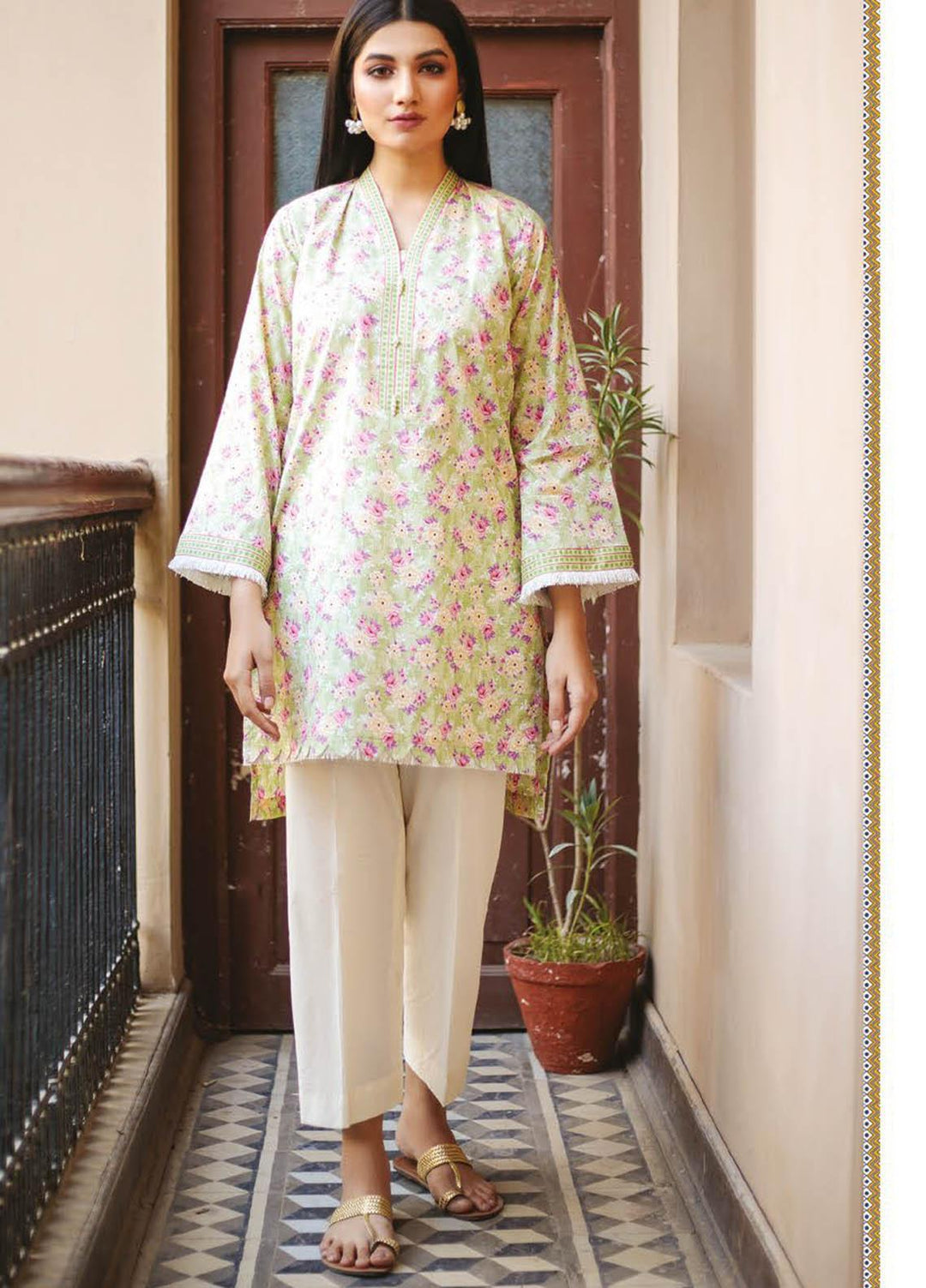 Orient Textile Printed Lawn  Unstitched Kurties OTL-21-041 Green - Summer Collection