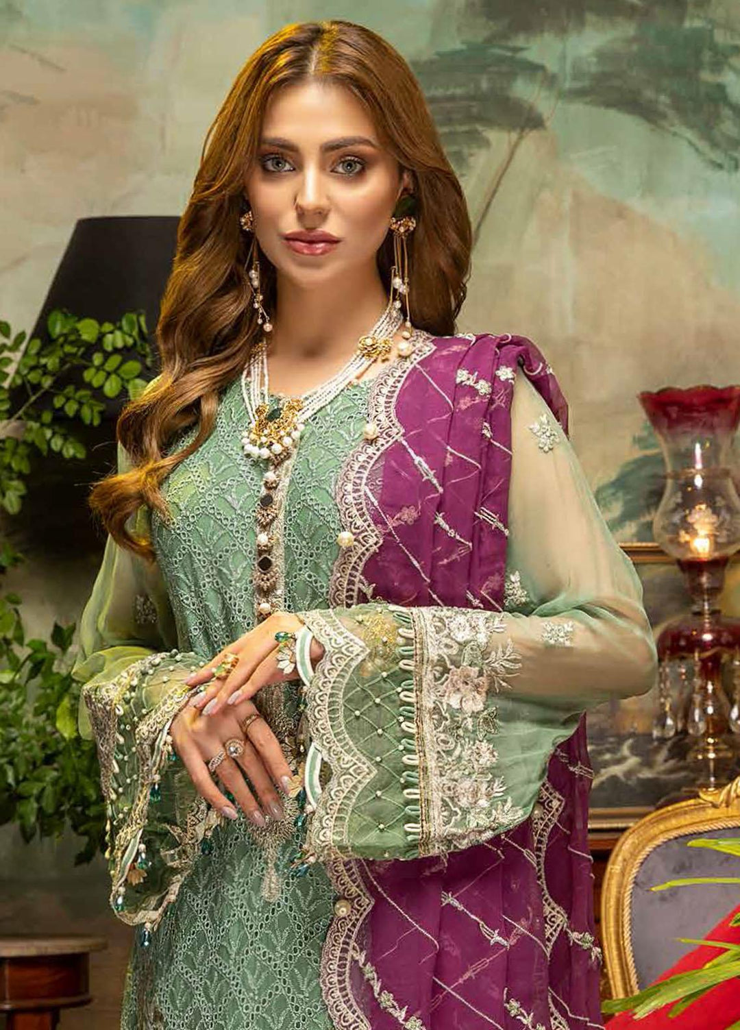 Guzarish by Adan's Libas Embroidered Chiffon Suits Unstitched 3 Piece AL21GC 01 Blingy Tunes - Luxury Collection