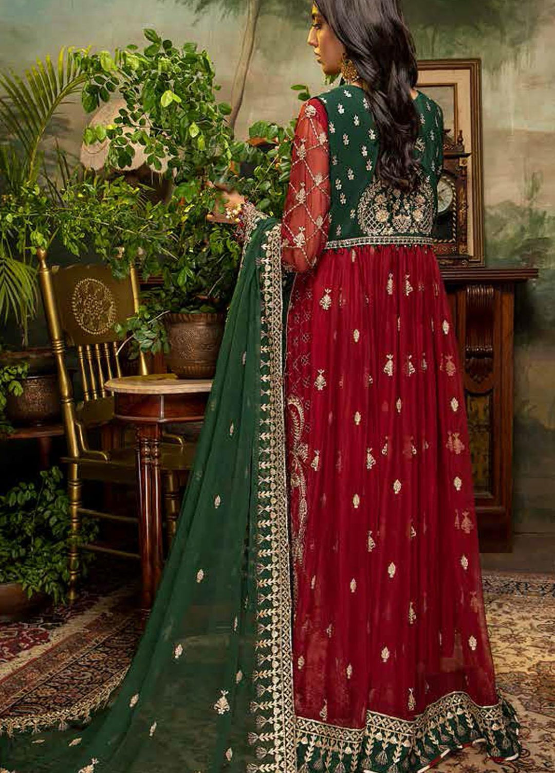 Guzarish by Adan's Libas Embroidered Chiffon Suits Unstitched 3 Piece AL21GC 04 Rosy Romance - Luxury Collection