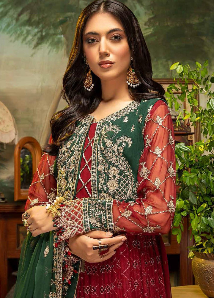 Guzarish by Adan's Libas Embroidered Chiffon Suits Unstitched 3 Piece AL21GC 04 Rosy Romance - Luxury Collection