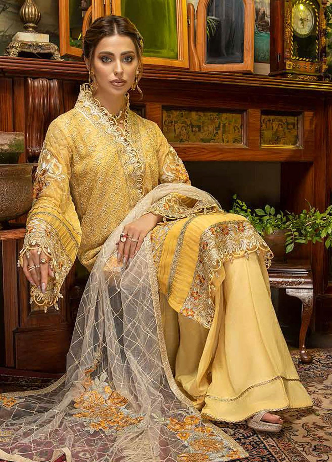 Guzarish by Adan's Libas Embroidered Chiffon Suits Unstitched 3 Piece AL21GC 05 Passion Color - Luxury Collection