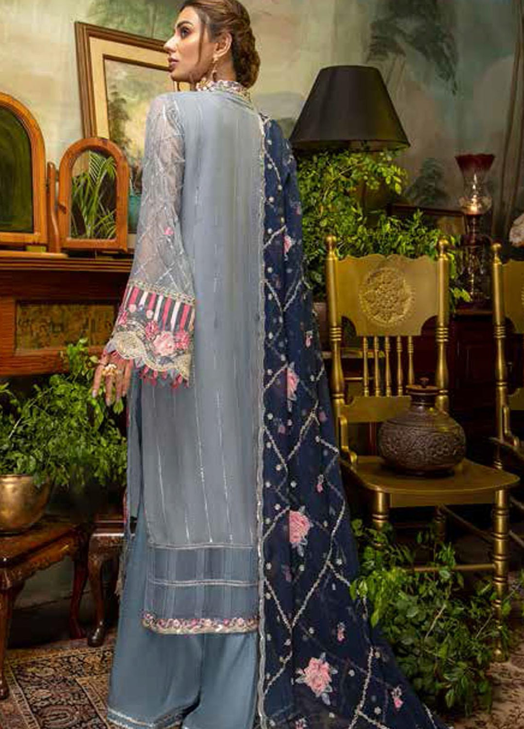 Guzarish by Adan's Libas Embroidered Chiffon Suits Unstitched 3 Piece AL21GC 09 Seasonal Blooms - Luxury Collection