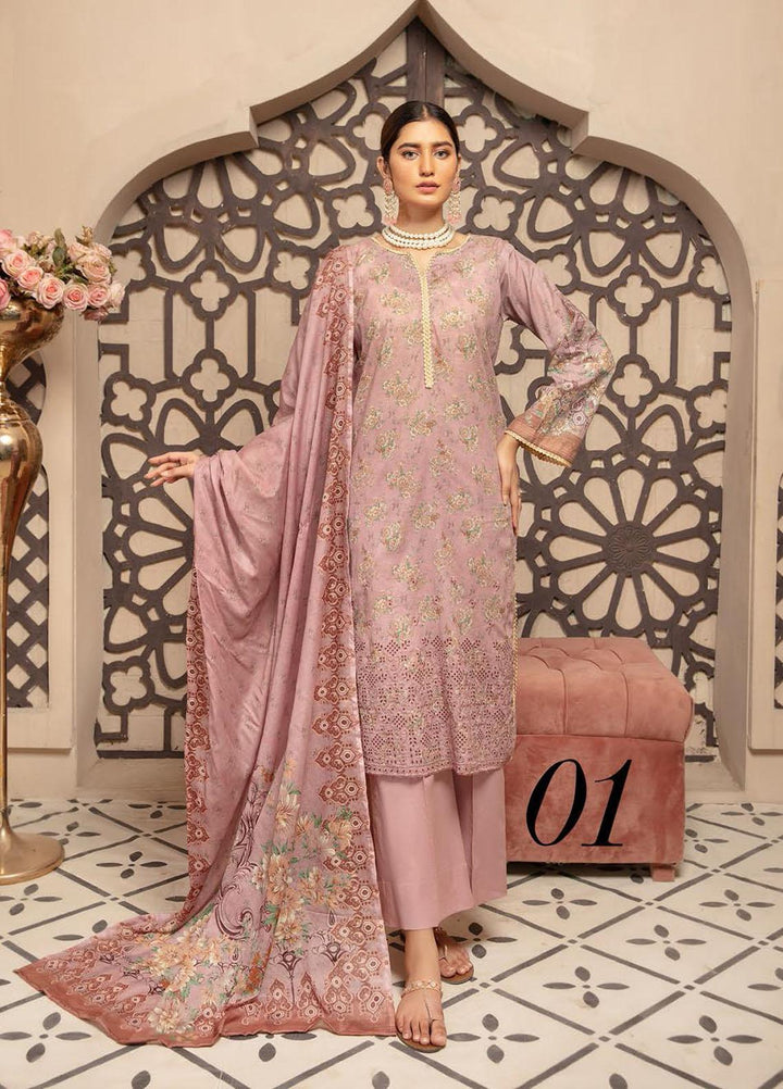 Guzel By Riaz Arts Embroidered Lawn Suits Unstitched 3 Piece RA21G 01 - Summer Collection