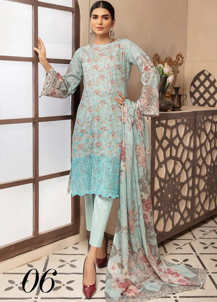 Guzel By Riaz Arts Embroidered Lawn Suits Unstitched 3 Piece RA21G 06 - Summer Collection